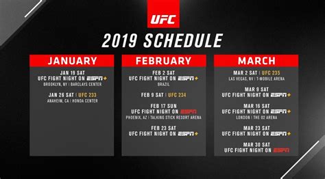 ufc fight night schedule